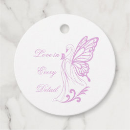 Graceful swan with butterfly wings bedankjes labels