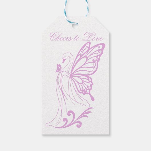 Graceful swan with butterfly wings cadeaulabel (Achterkant)