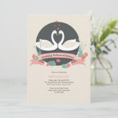 Graceful Swans Wedding Repetitie Diner Uitnodiging (Staand voorkant)