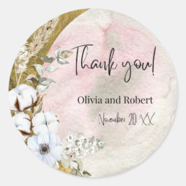 "Graceful & Tijdloos Dank u bruiloft gunst ronde Sticker