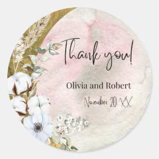 "Graceful & Tijdloos Dank u bruiloft gunst ronde Sticker