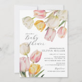 Graceful Tulips Baby shower Invitation Kaart (Voorkant)