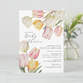 Graceful Tulips Baby shower Invitation Kaart (Staand voorkant)