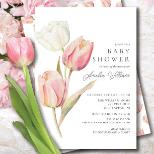 Graceful Tulips Baby shower Invitation Kaart