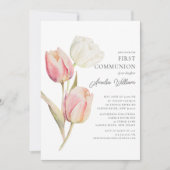 Graceful Tulpen Eerste Communie Kaart (Voorkant)