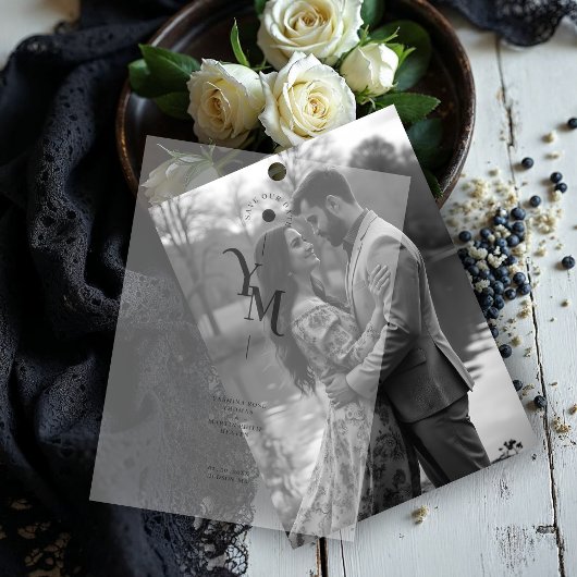 Graceful Vellum Transparency Elegant Black & White Vellum Uitnodigingen