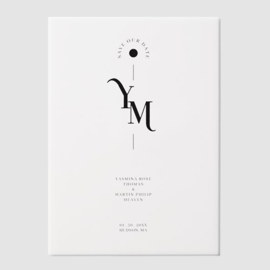 Graceful Vellum Transparency Elegant Black & White Vellum Uitnodigingen (Voorkant)