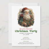 Graceful Victorian Santa Christmas party invite Kaart (Voorkant)