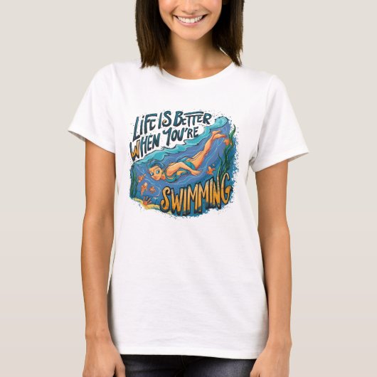 Graceful Water Dance beter als je zwemt T-shirt (Voorkant)