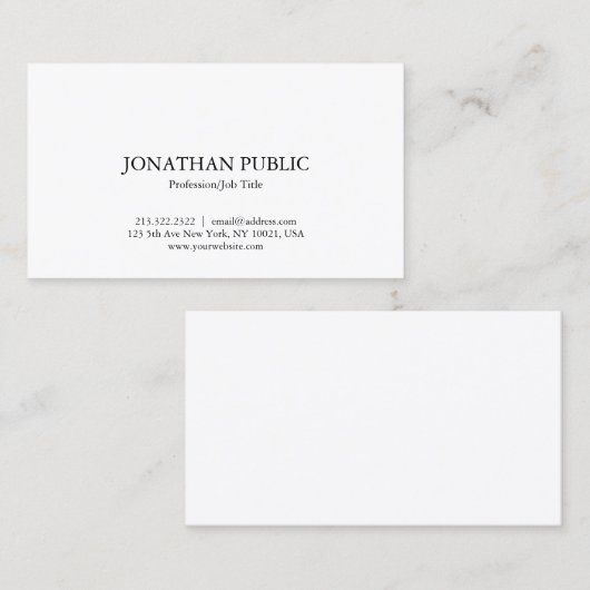 Graceful White Sleek Plak Chic Professional Visitekaartje (Voorkant / Achterkant)