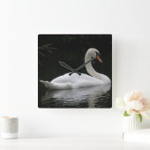 Graceful White Swan Clock Vierkante Klok (Huis)