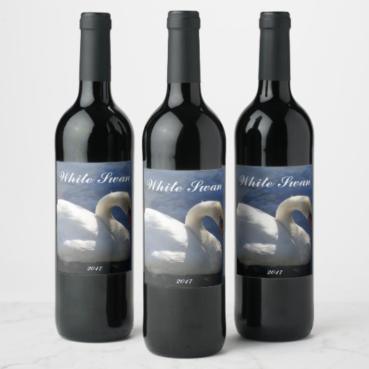 Graceful White Swan Foto gepersonaliseerd Wijn Etiket (Flessen)