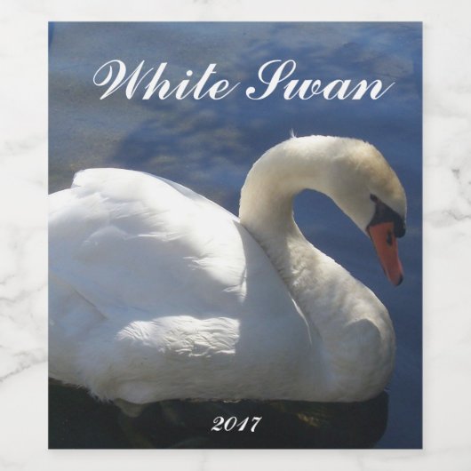 Graceful White Swan Foto gepersonaliseerd Wijn Etiket (Enkel label)