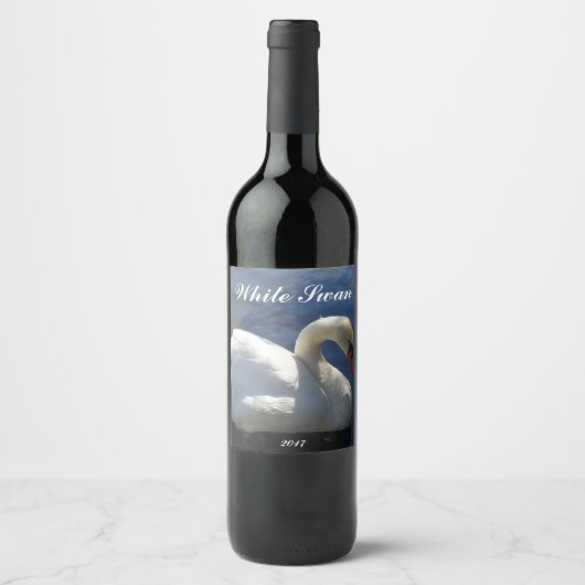 Graceful White Swan Foto gepersonaliseerd Wijn Etiket (Voorkant)