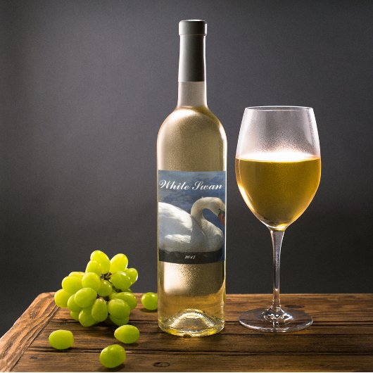 Graceful White Swan Foto gepersonaliseerd Wijn Etiket