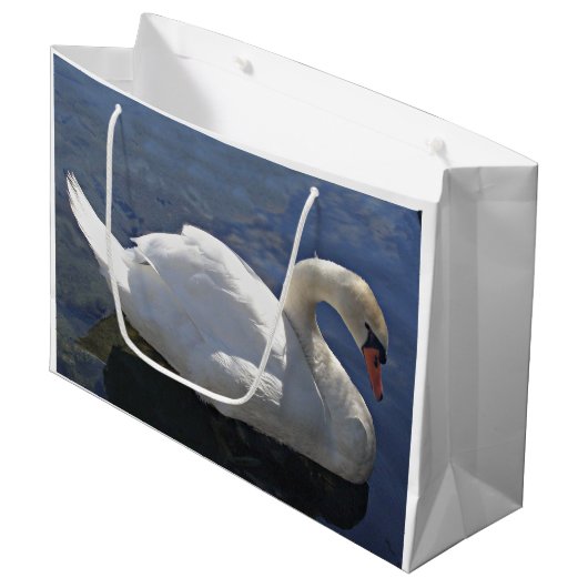 Graceful White Swan op Lake Foto Groot Cadeauzakje (Voorkant Gekanteld)