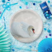 Graceful white swan papieren bordje (Feest)