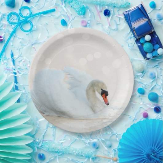 Graceful white swan papieren bordje (Feest)