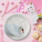 Graceful white swan papieren bordje (Feest)