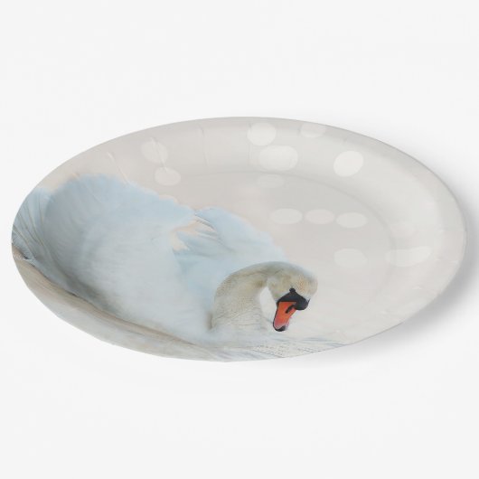 Graceful white swan papieren bordje (Gekanteld)