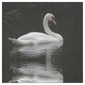Graceful White Swan Patterned Animal Fabric Stof (Close Up)