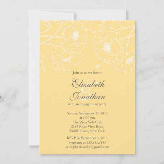Graceful Yellow Poppy Floral Engagement Party Kaart (Voorkant)