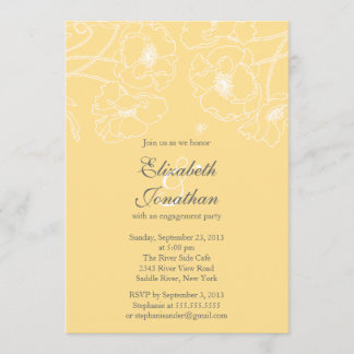 Graceful Yellow Poppy Floral Engagement Party Kaart