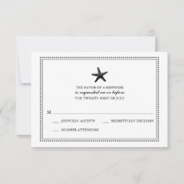 Graceful Zeester Zwart | Bruiloft RSVP Kaartje