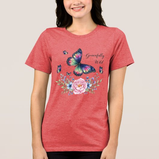 'Gracefully Wild'- dgn by Maaya Prints, Women's Tri-Blend Shirt (Voorkant)