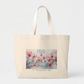 GraceGear - Pray Canvas tas-blauwe tekst Grote Tote Bag (Voorkant)