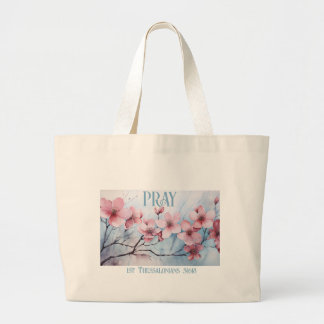 GraceGear - Pray Canvas tas-blauwe tekst Grote Tote Bag