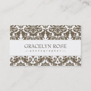 Gracelyn Brown Damask Chic Visitekaartje
