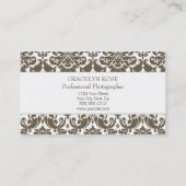 Gracelyn Brown Damask Chic Visitekaartje (Achterkant)