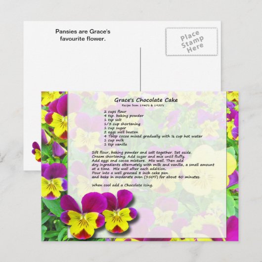 Grace's Chocolate Cake Postcard Briefkaart (Voorkant / Achterkant)