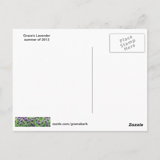 Grace's Lavender Briefkaart (Achterkant)
