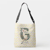Grace's Stralende Bloem - Boho Bloemrijke Monogram Crossbody Tas (Achterkant)