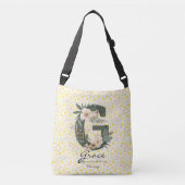 Grace's Stralende Bloem - Boho Bloemrijke Monogram Crossbody Tas (Voorkant)