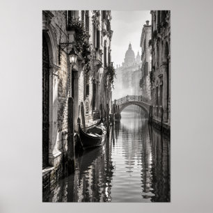 Grachten Gondel Zwart-Wit Kunst aan de Muur in Ven Poster