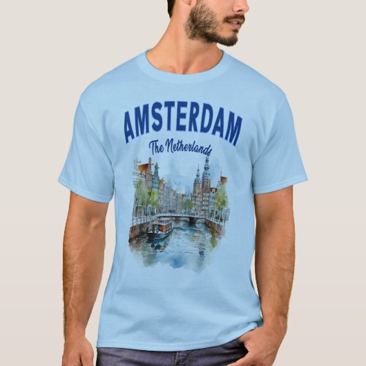 Grachtenpanden in Amsterdam: Nederland T-shirt (Voorkant)