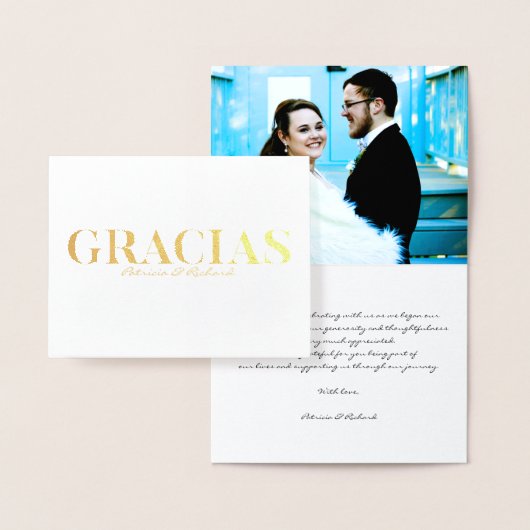 Gracia Modern Font Wedding Bedankt Foto Folie Auto Folie Kaarten (Display)