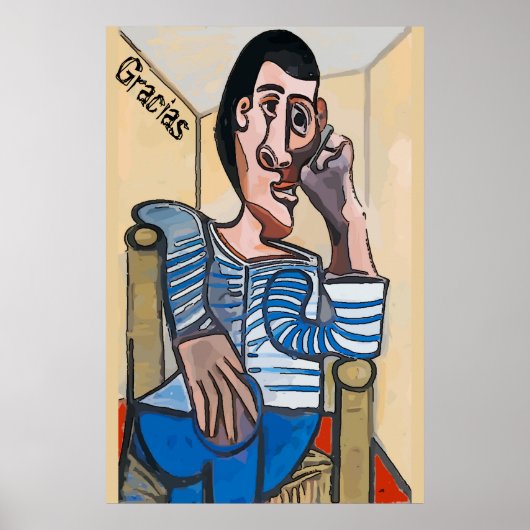 Gracias, Abstract Man op de Telefoon van de Cel, g Poster (Voorkant)