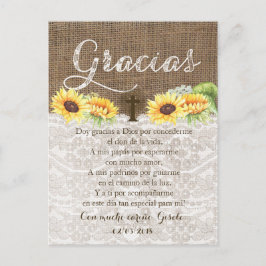 Gracias Baptisme Gebed Dank u kaart in het Spaans