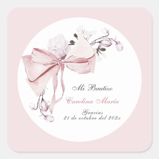 Gracias Bautizo Niña Vierkante Sticker (Voorkant)