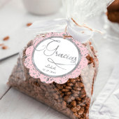 Gracias Blush Roze Zilver Confetti Cadeau Dank u Bedankjes Labels