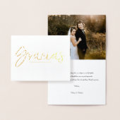 Gracias Chic Script Bruiloft Dank u Foto Folie Kaarten (Display)