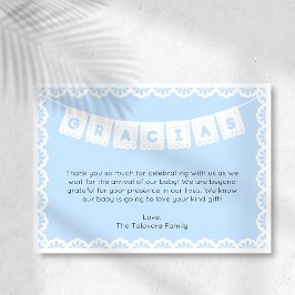 Gracias Cielito Lindo Blauw Baby shower Dank u Kaart