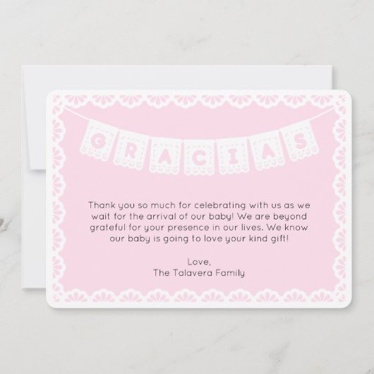 Gracias Cielito Lindo Roze Baby shower Bedankt Kaart (Voorkant)