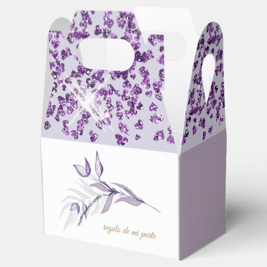 Gracias Corazón Púrpura Glitter Party Favor Bedankdoosjes (Geopend)