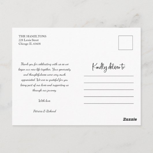 Gracias Cute Wedding Bedankt Foto Briefkaart (Achterkant)