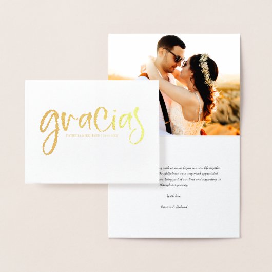 Gracias Cute Wedding Bedankt Foto Folie Kaarten (Display)